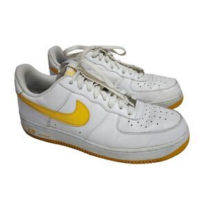 Nike Air Force 1 Low 07 White Varsity Maize Yellow Swoosh 2008 Mens 9.5 + COA